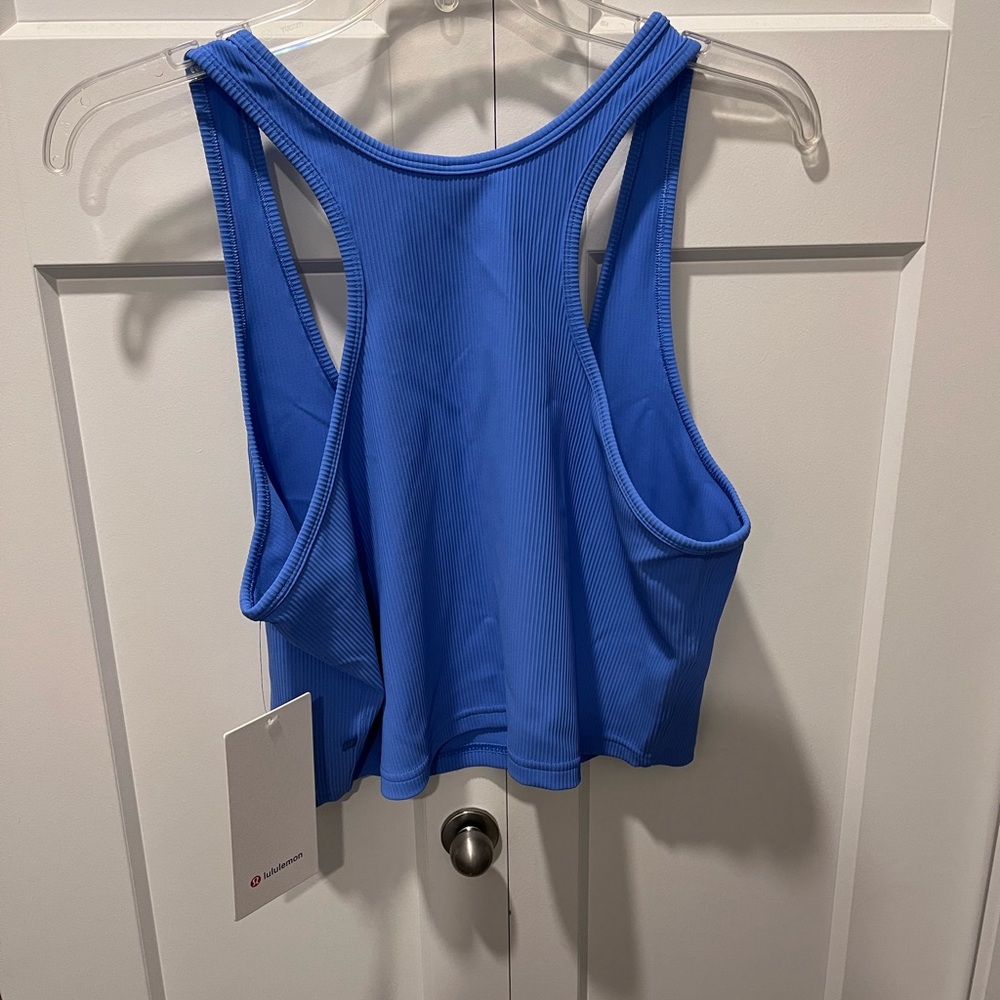 LULULEMON NWT AUTHENTIC POWER PIVOT TRAINING CROP POOLSIDE BLUE COLOR TANK TOP - Picture 14 of 14